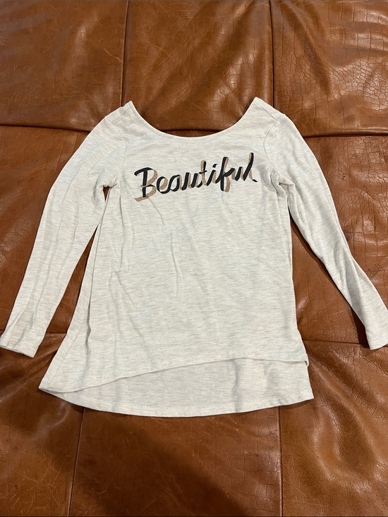 Old Navy Other - Girls White 'Beautiful' Long Sleeve Graphic Top